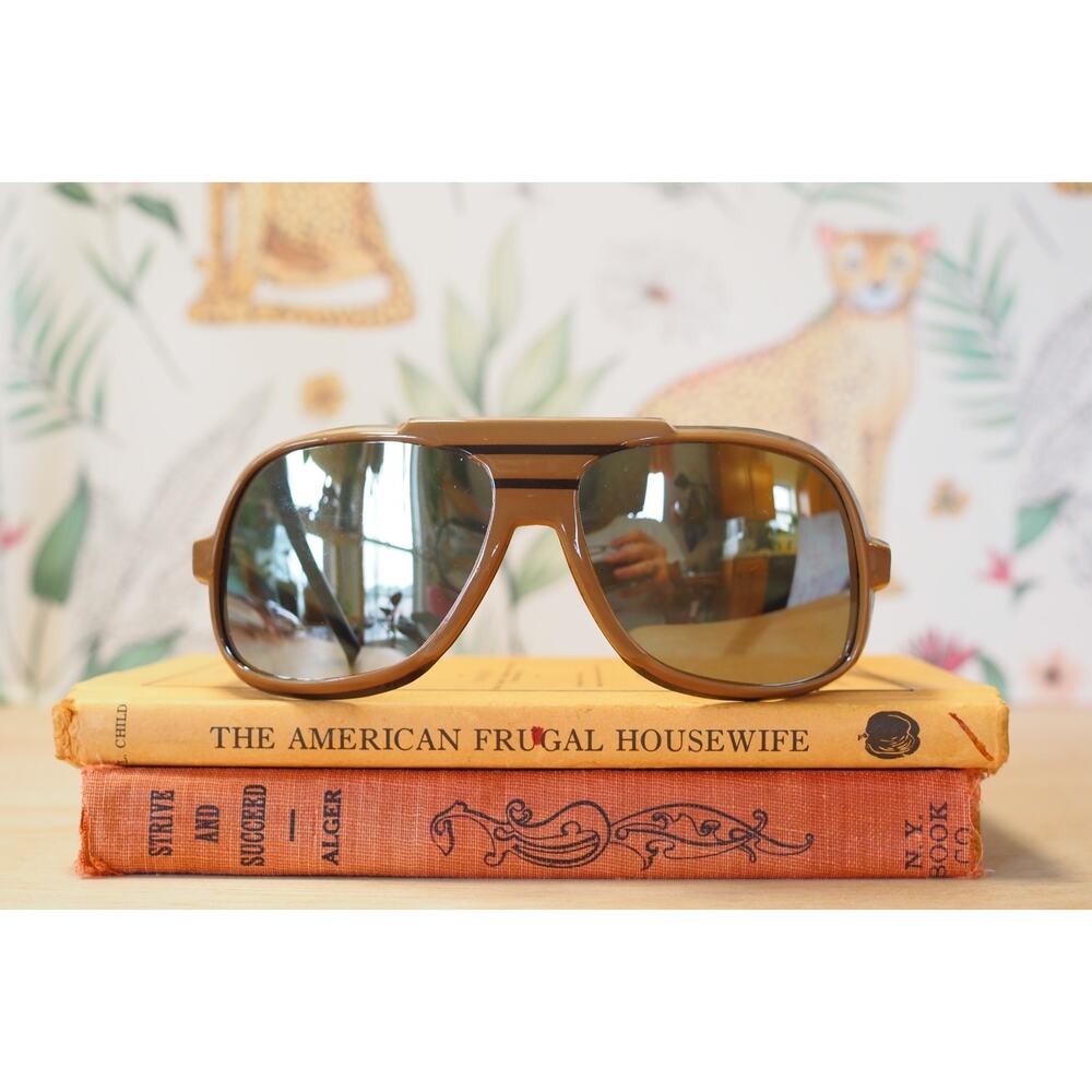 Vintage Aviator Sunglasses 1970s Japan Pilot Mirrored lens Retro Grandpa